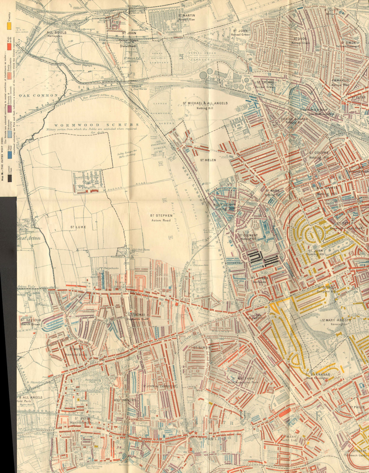 BOOTH POVERTY MAP Notting Hill Hammersmith Holland Park W Kensington 1902